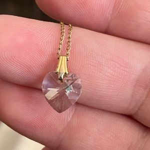 Vintage Dainty Glass Heart Necklace